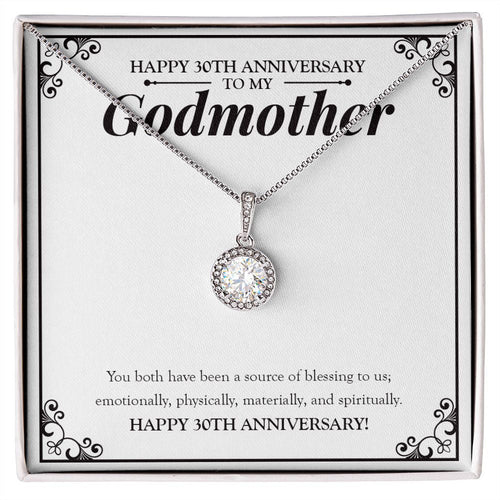 "Source Of Blessing To Us" Godmother 30th Wedding Anniversary Necklace Gift From Goddaughter Godson Eternal Hope Pendant Jewelry Box