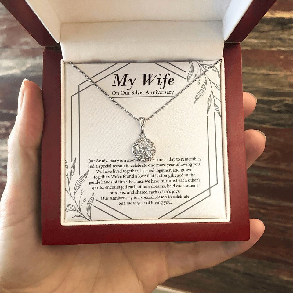 "Moment Of Treasure" Wife Silver Wedding Anniversary Necklace Gift From Husband Eternal Hope Pendant Jewelry Box