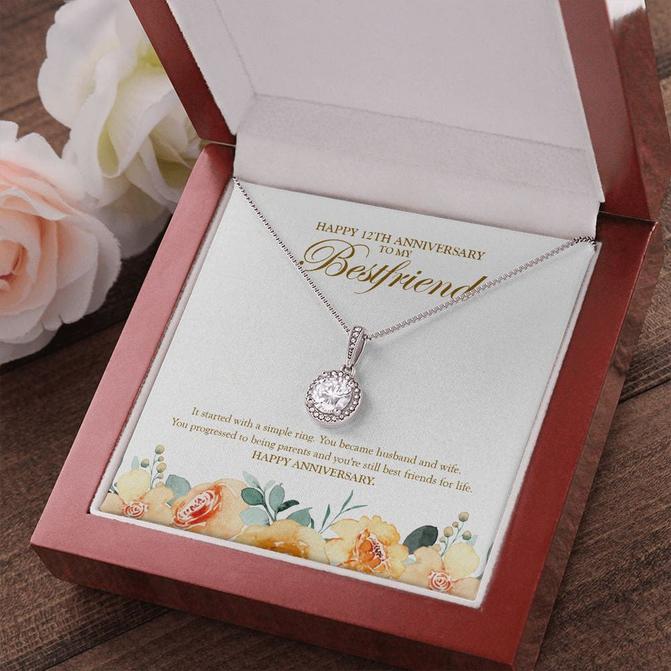 "A Simple Ring" Bestfriend 12th Wedding Anniversary Necklace Gift From Bestie BFF Soul Sister Eternal Hope Pendant Jewelry Box