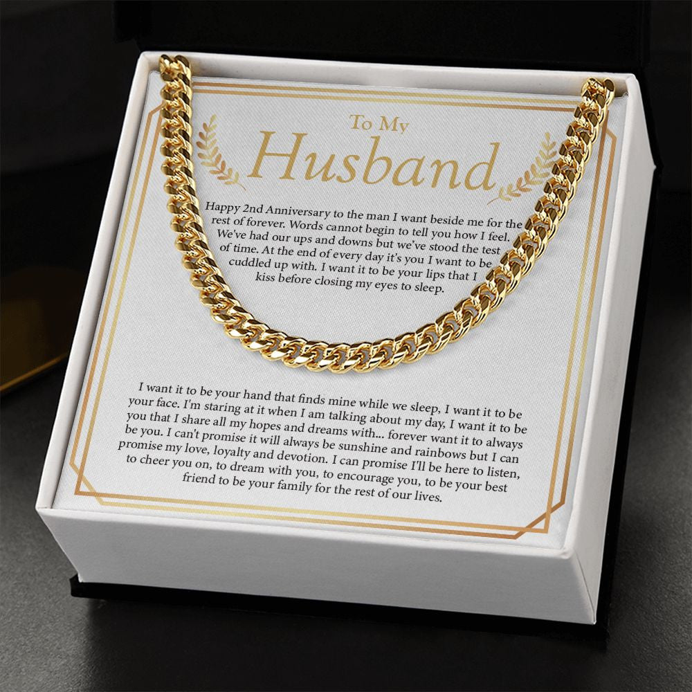 "Best Friend For The Rest Of Our Lives" Husband 2nd Wedding Anniversary Necklace Gift From Wife Cuban Link Chain Jewelry Box