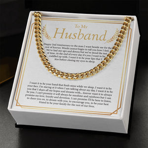 "Best Friend For The Rest Of Our Lives" Husband 2nd Wedding Anniversary Necklace Gift From Wife Cuban Link Chain Jewelry Box