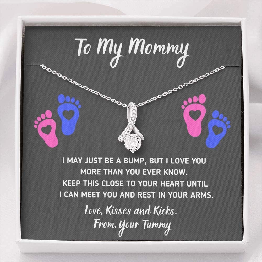 Baby Heart-Feet Alluring Beauty Necklace with Message Card and Gift Box Baby Feet Footprints Necklace for Expecting Mom XL015C