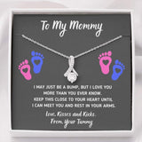 Baby Heart-Feet Alluring Beauty Necklace with Message Card and Gift Box Baby Feet Footprints Necklace for Expecting Mom XL015C