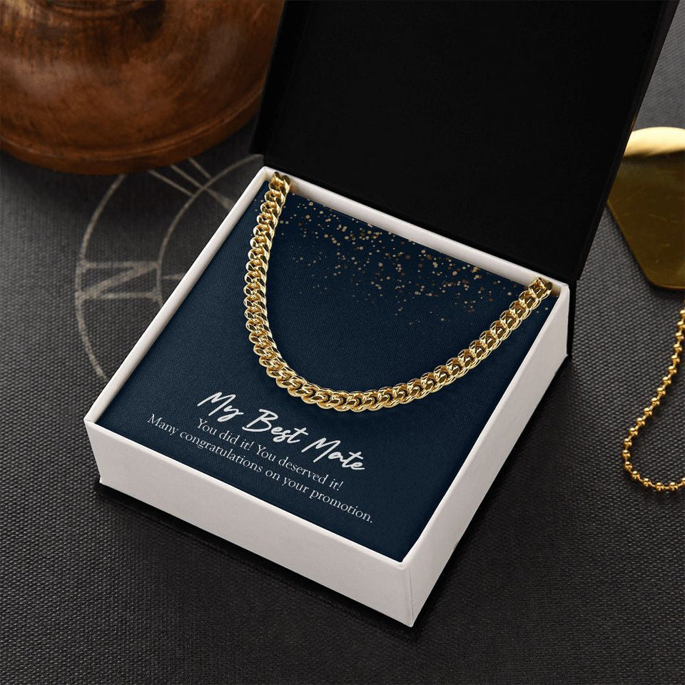 "You Deserved It" Best Mate Promotion Necklace Gift From Bestfriend Bestie BFF Cuban Link Chain Jewelry Box