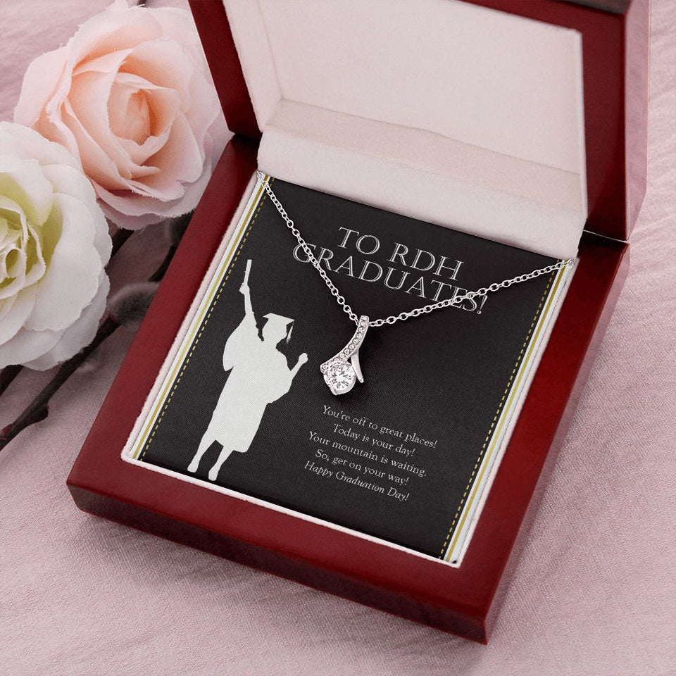 "Get On Your Way" Registered Dental Hygienist Graduation Necklace Gift From Mom Dad Grandma Grandpa Teacher Professor Classmate Alluring Beauty Pendant Jewelry Box