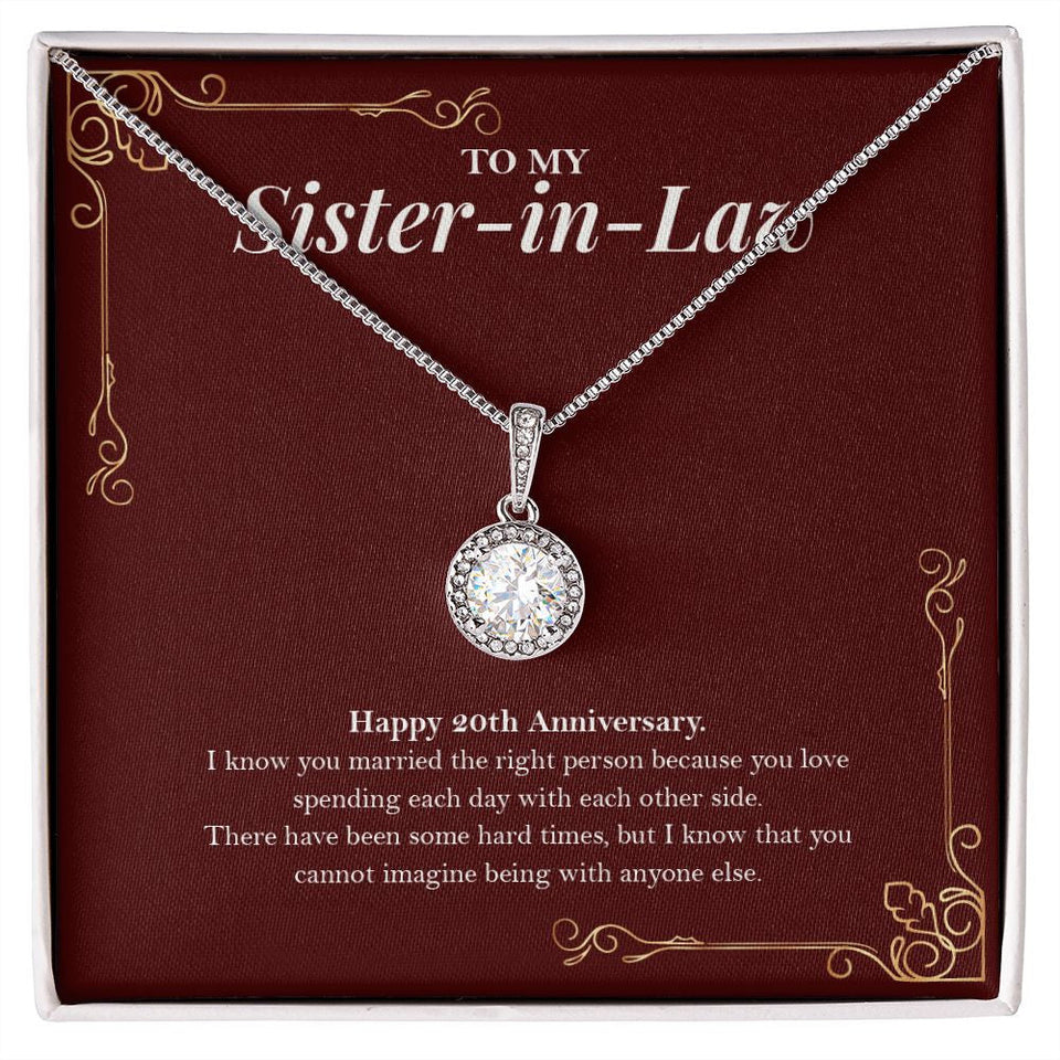 "Spending Each Day" Sister In Law 20th Wedding Anniversary Necklace Gift From Sister-In-Law Brother-In-Law Eternal Hope Pendant Jewelry Box