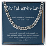 "You Are The Best" Father In Law Necklace Gift From Son-In-Law Daughter-In-Law Cuban Link Chain Jewelry Box Birthday Christmas Thanksgiving New Year