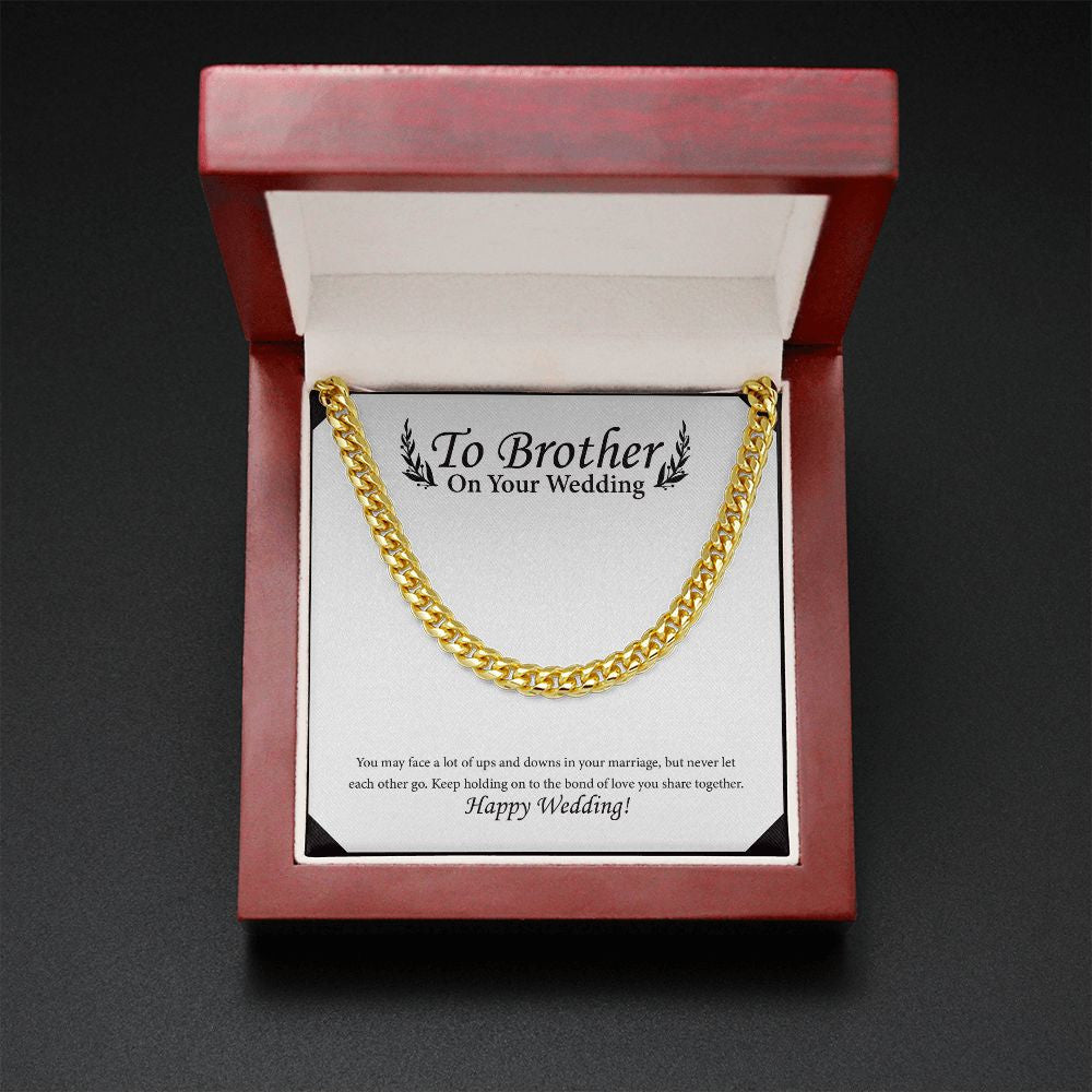 "Ups & Downs in Marriage" Brother Wedding Day Necklace Gift From Sister Cuban Link Chain Jewelry Box