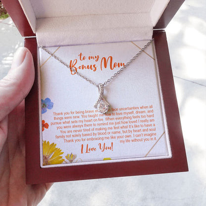 "Heart and Soul" Bonus Mom Necklace Gift From Daughter Son Alluring Beauty Pendant Jewelry Box Birthday Christmas Mothers Day Thanksgiving