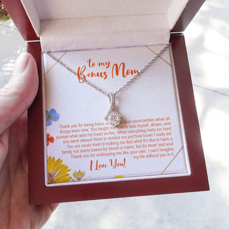 "Heart and Soul" Bonus Mom Necklace Gift From Daughter Son Alluring Beauty Pendant Jewelry Box Birthday Christmas Mothers Day Thanksgiving