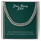 "Added So Much Beauty" Bonus Dad Necklace Gift From Daughter Son Cuban Link Chain Jewelry Box Birthday Christmas Thanksgiving New Year