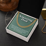 "I Appreciate Everything" Amazing Dad Necklace Gift From Daughter Son Cuban Link Chain Jewelry Box Fathers Day Birthday Christmas Valentines