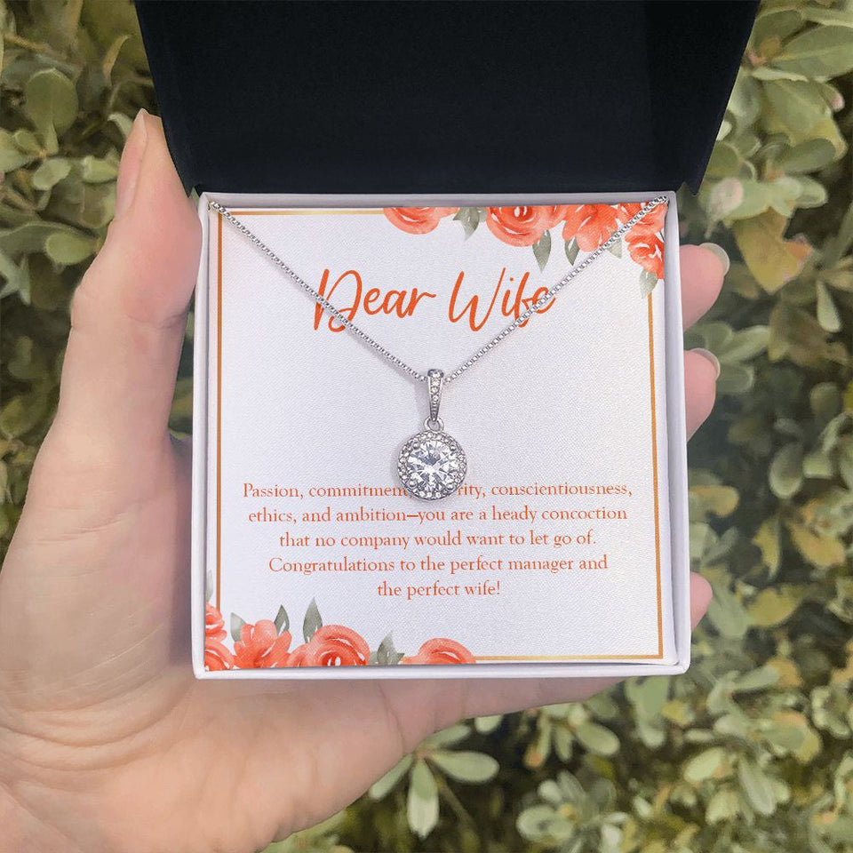 "Passion, Commitment, And Sincerity" Wife Job Promotion Necklace Gift From Husband Eternal Hope Pendant Jewelry Box