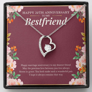 "Love Bloom In Grace" Bestfriend 20th Wedding Anniversary Necklace Gift From BFF Bestie Soul Sister Forever Love Pendant Jewelry Box