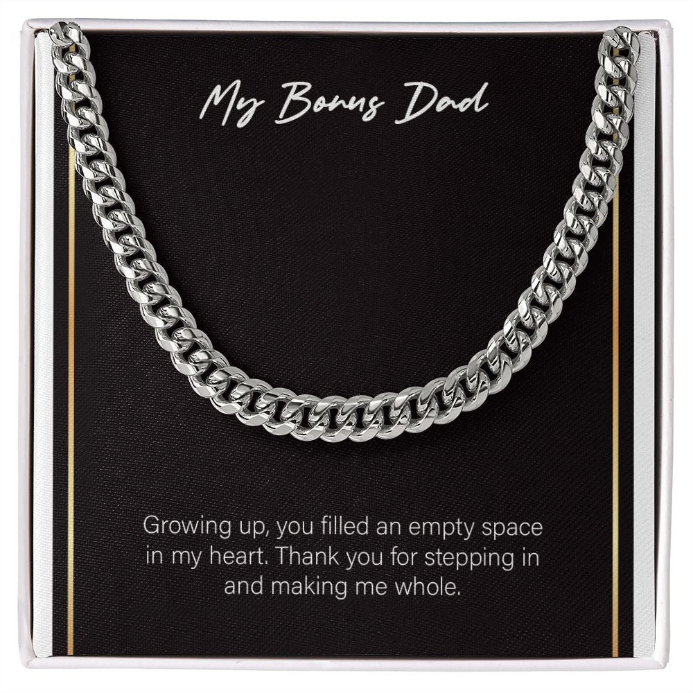 "Empty Space In My Heart" Bonus Dad Necklace Gift From Daughter Son Cuban Link Chain Jewelry Box Birthday Christmas Thanksgiving New Year