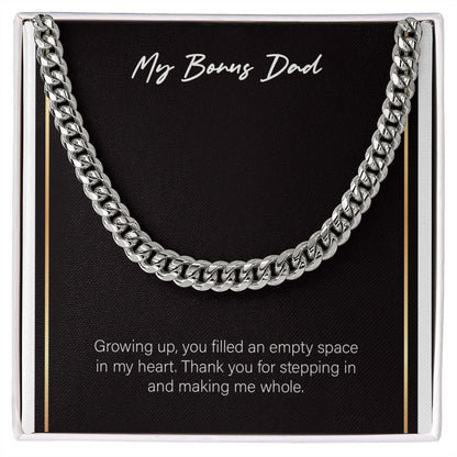 "Empty Space In My Heart" Bonus Dad Necklace Gift From Daughter Son Cuban Link Chain Jewelry Box Birthday Christmas Thanksgiving New Year