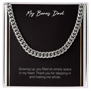 "Empty Space In My Heart" Bonus Dad Necklace Gift From Daughter Son Cuban Link Chain Jewelry Box Birthday Christmas Thanksgiving New Year