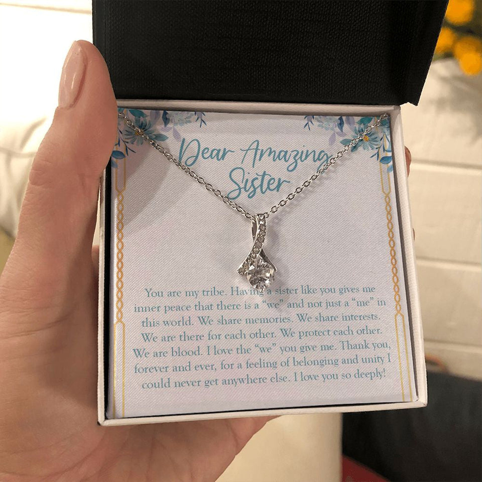 "You Are My Tribe" Amazing Sister Necklace Gift From Sis Brother Alluring Beauty Pendant Jewelry Box Birthday Christmas Thanksgiving