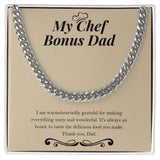 "Delicious Food You Make" Chef Bonus Dad Necklace Gift From Daughter Mom Cuban Link Chain Jewelry Box Birthday Christmas Thanksgiving Valentines