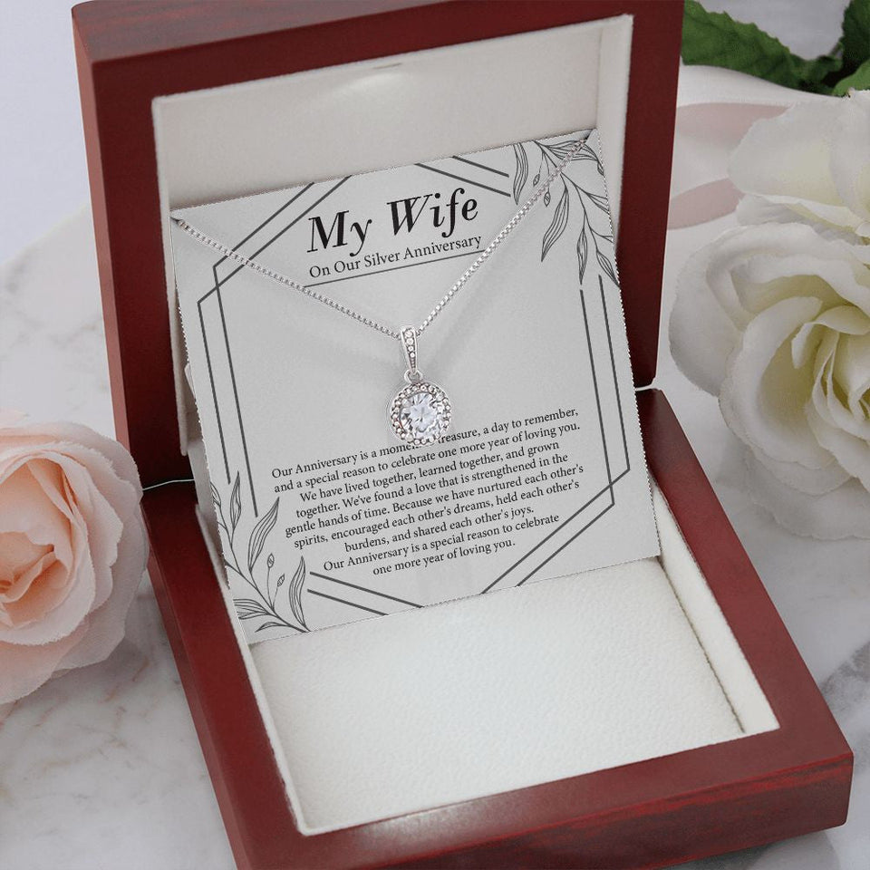 "Moment Of Treasure" Wife Silver Wedding Anniversary Necklace Gift From Husband Eternal Hope Pendant Jewelry Box