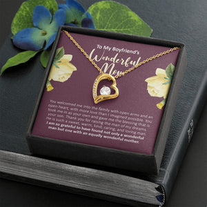 "Equally Wonderful" Boyfriend's Mom Necklace Gift Forever Love Pendant Jewelry Box Birthday Wedding Christmas Thanksgiving