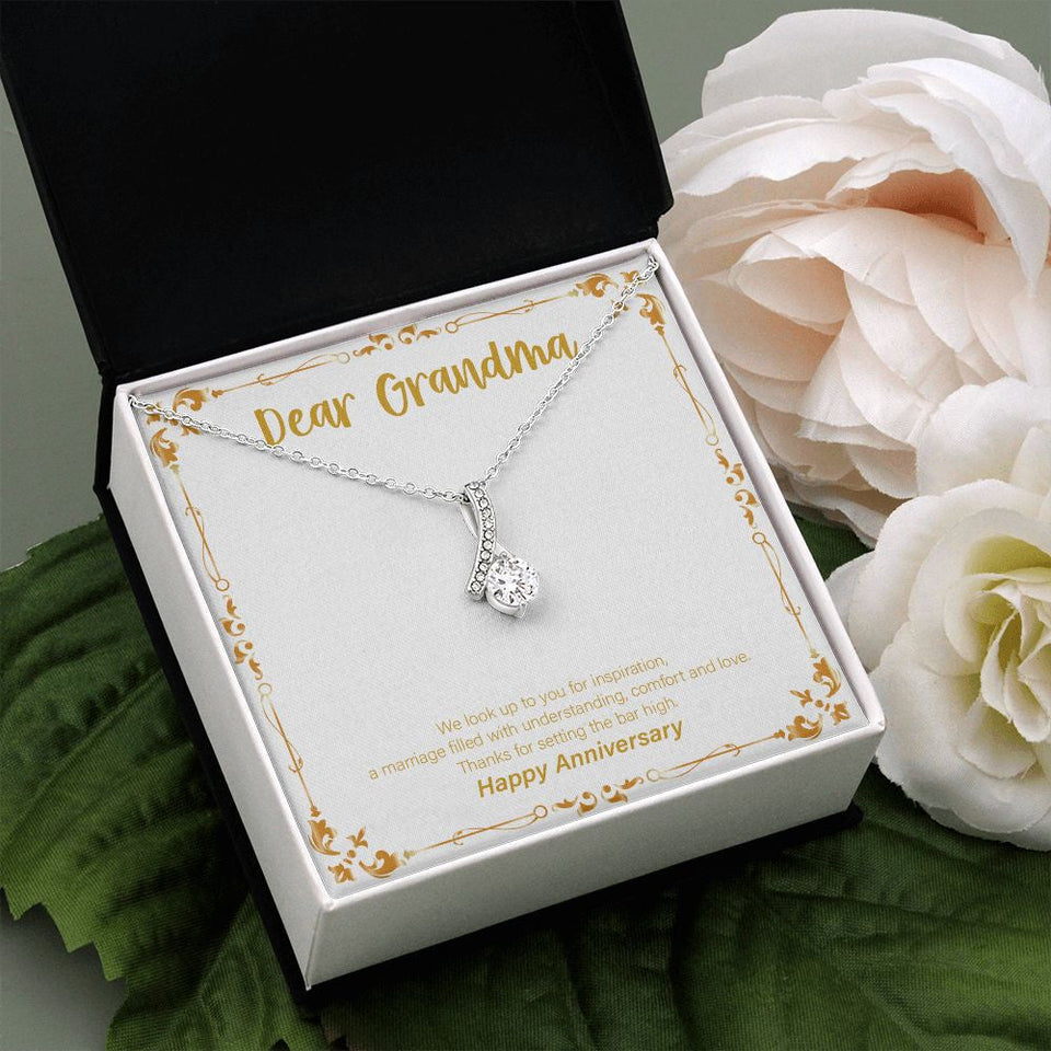 "Marriage Filled With Love" Grandmother Wedding Anniversary Necklace Gift From Granddaughter Grandson Alluring Beauty Pendant Jewelry Box