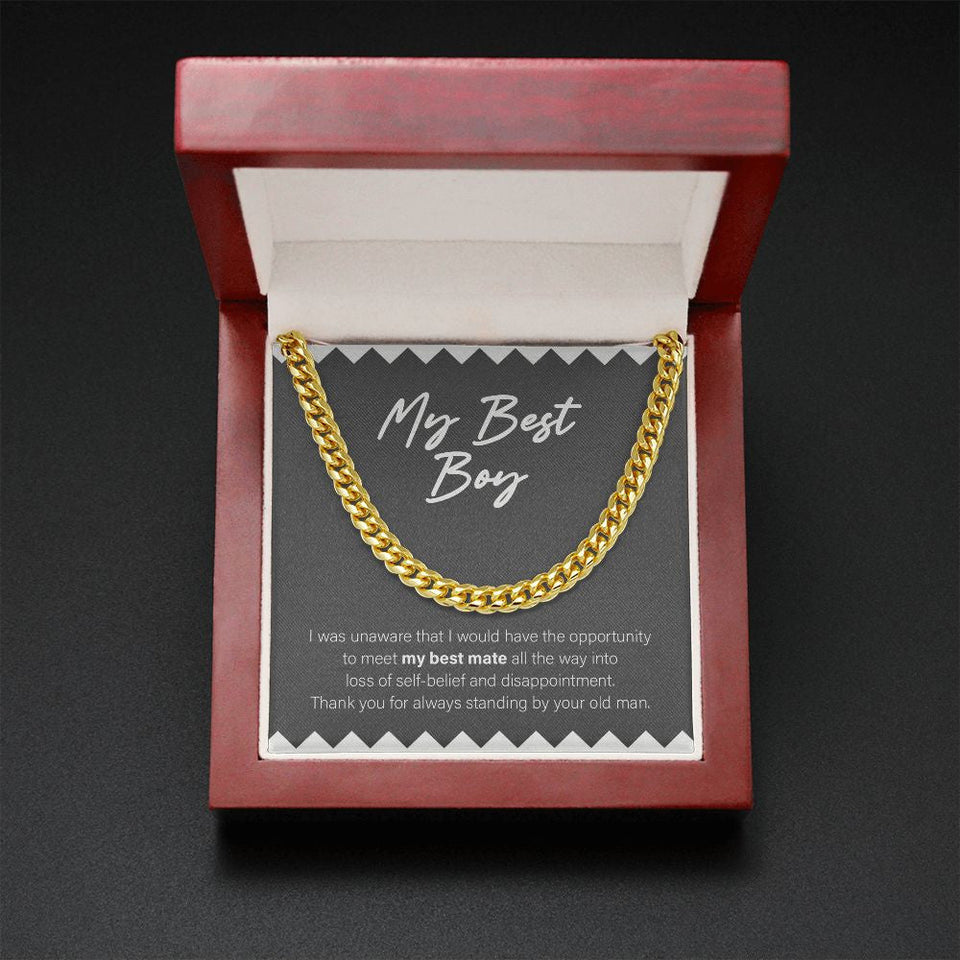 "Loss Of Self-Belief" Best Boy Son Necklace Gift From Dad Cuban Link Chain Jewelry Box Christmas Thanksgiving New Year Birthday