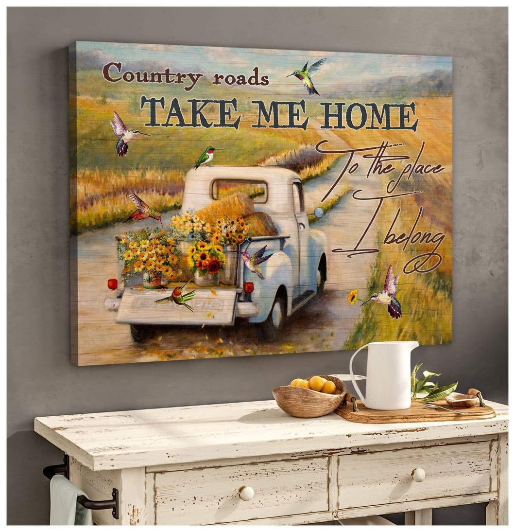 Hummingbird Premium Wall Art Canvas - Country Roads Take Me Home Premium Canvas