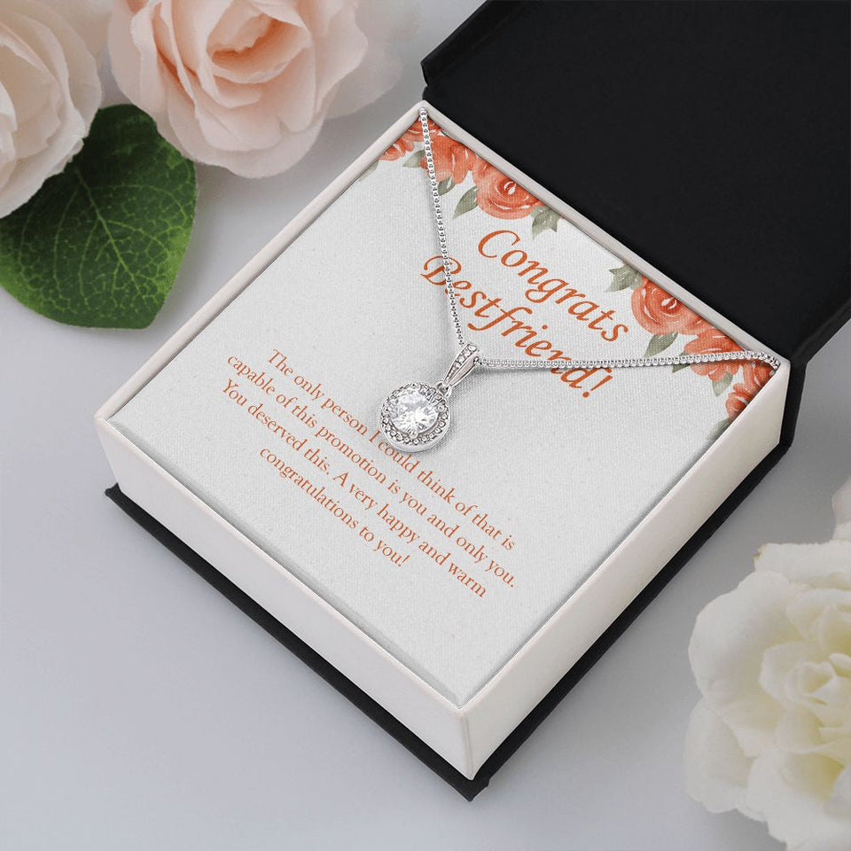 "Happy And Warm" Bestfriend Job Promotion Necklace Gift From Bestie BFF Eternal Hope Pendant Jewelry Box