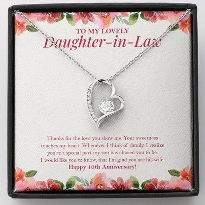 "You Are A Special Part" Lovely Daughter In Law 10th Wedding Anniversary Necklace Gift From Mother-In-Law Father-In-Law Forever Love Pendant Jewelry Box