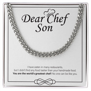 "Tastier Than Your Homemade" Chef Son Necklace Gift From Mom Dad Cuban Link Chain Jewelry Box Birthday Christmas Valentines Thanksgiving