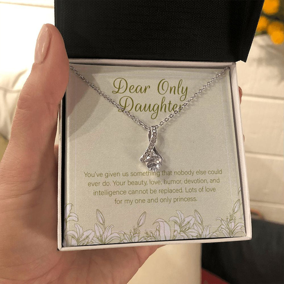 "One And Only Princess" Only Daughter Necklace Gift From Mom Dad Alluring Beauty Pendant Jewelry Box Birthday Graduation Christmas Wedding