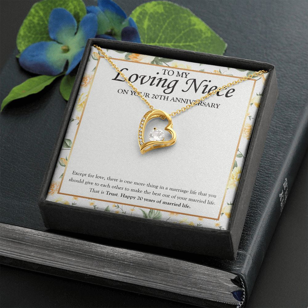 "Love & Trust" Loving Niece 20th Wedding Anniversary Necklace Gift From Aunt Uncle Forever Love Pendant Jewelry Box