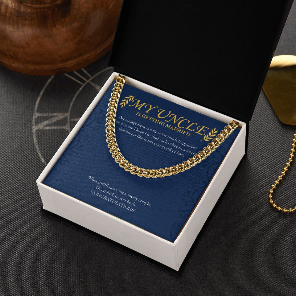 "Gotten Rid Of Love" Uncle Engagement Necklace Gift From Niece Nephew Cuban Link Chain Jewelry Box