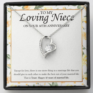 "Love & Trust" Loving Niece 10th Wedding Anniversary Necklace Gift From Uncle Aunt Forever Love Pendant Jewelry Box