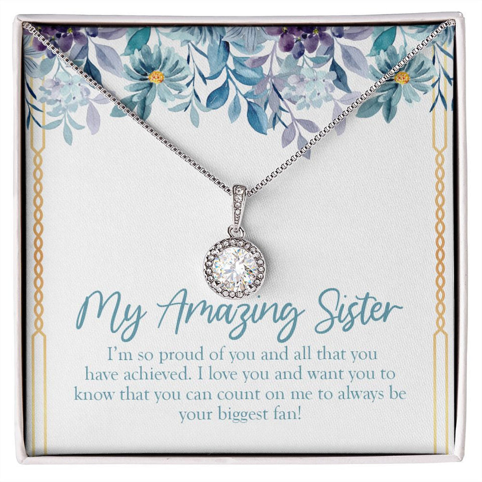 "Your Biggest Fan" Amazing Sister Necklace Gift From Sis Brother Eternal Hope Pendant Jewelry Box Birthday Christmas Thanksgiving New Year