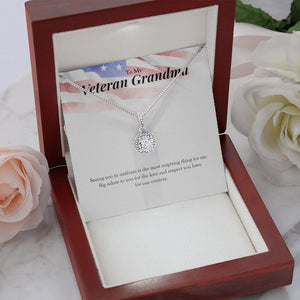 "Big Salute To You" Veteran Grandma Necklace Gift From Granddaughter Grandson Eternal Hope Pendant Jewelry Box Veterans Day Deployment Thanksgiving