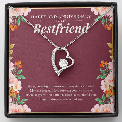 "Always Bloom In Grace" Bestfriend 3rd Wedding Anniversary Necklace Gift From Bestie BFF Soul Sister Forever Love Pendant Jewelry Box