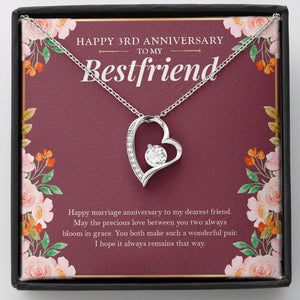 "Always Bloom In Grace" Bestfriend 3rd Wedding Anniversary Necklace Gift From Bestie BFF Soul Sister Forever Love Pendant Jewelry Box
