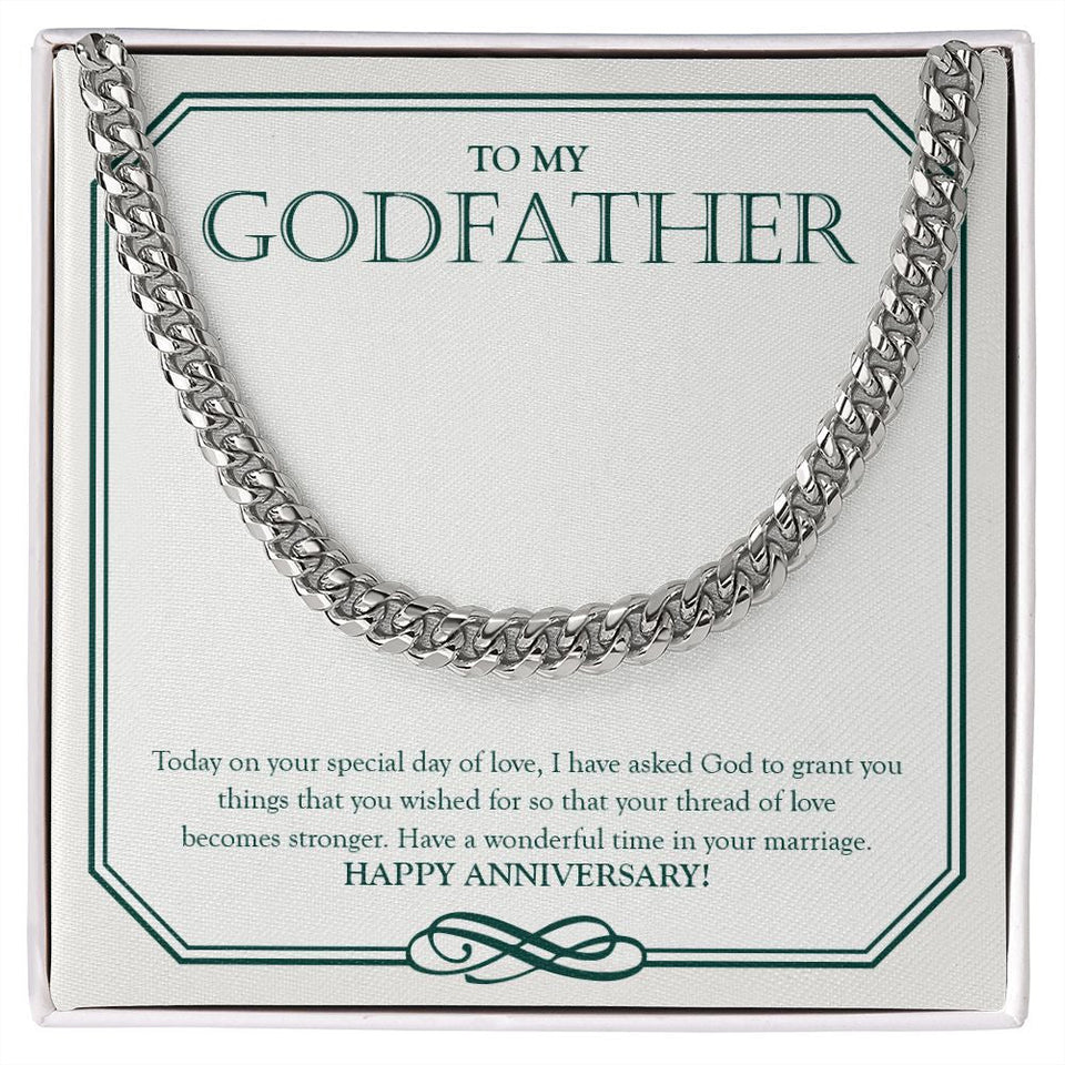 "Special Day Of Love" Godfather Wedding Anniversary Necklace Gift From Goddaughter Godson Cuban Link Chain Jewelry Box