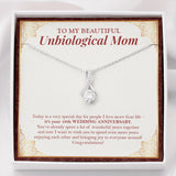 "Special Day For People I Love" Beautiful Unbiological Mom 10th Wedding Anniversary Necklace Gift From Daughter Son Alluring Beauty Pendant Jewelry Box