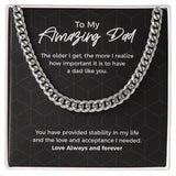 "Stability in my Life" Amazing Dad Necklace Gift From Daughter Son Cuban Link Chain Jewelry Box Fathers Day Birthday Christmas Valentines