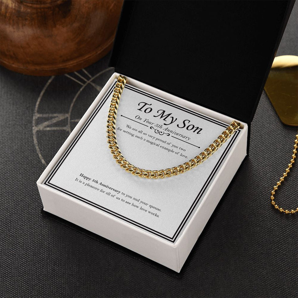 "We Are So Proud Of You" Son 5th Wedding Anniversary Necklace Gift From Mom Dad Parents Cuban Link Chain Jewelry Box