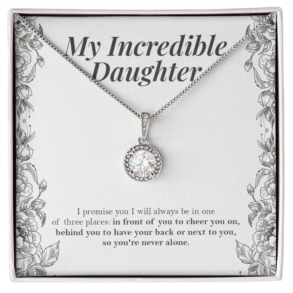 "One Of Three Places" Incredible Daughter Necklace Gift From Mom Dad Parents Eternal Hope Pendant Jewelry Box Birthday Christmas Graduation New Year