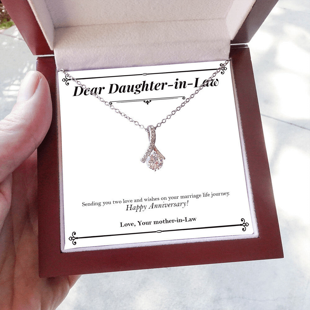 "Married Life Journey" Daughter In Law Wedding Anniversary Necklace Gift From Mother-In-Law Father-In-Law Alluring Beauty Pendant Jewelry Box