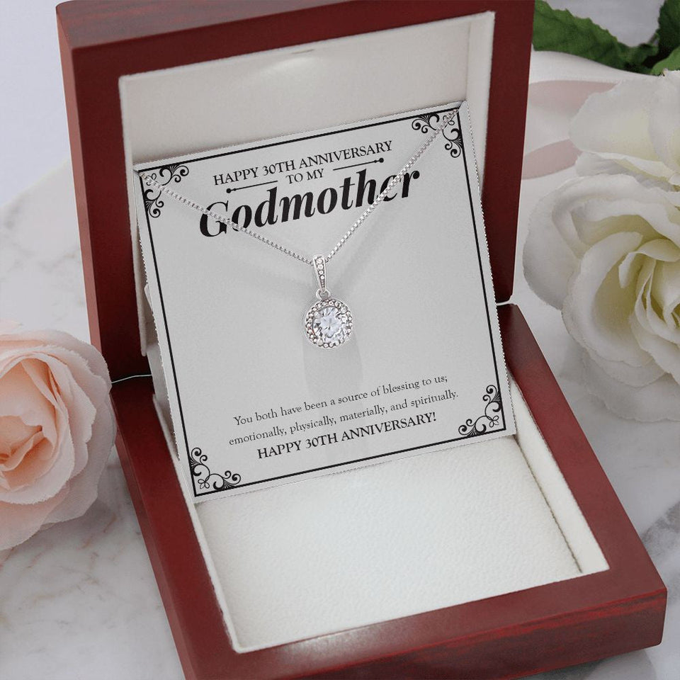 "Source Of Blessing To Us" Godmother 30th Wedding Anniversary Necklace Gift From Goddaughter Godson Eternal Hope Pendant Jewelry Box