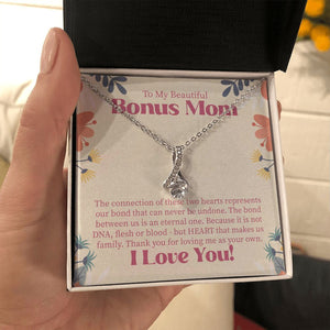 "Two Hearts" Beautiful Bonus Mom Necklace Gift From Daughter Son Alluring Beauty Pendant Jewelry Box Birthday Thanksgiving Mothers Day Christmas