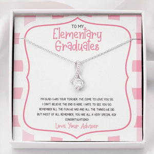 "Remember All The Fun" Elementary Graduation Necklace Gift From Teacher Adviser Alluring Beauty Pendant Jewelry Box