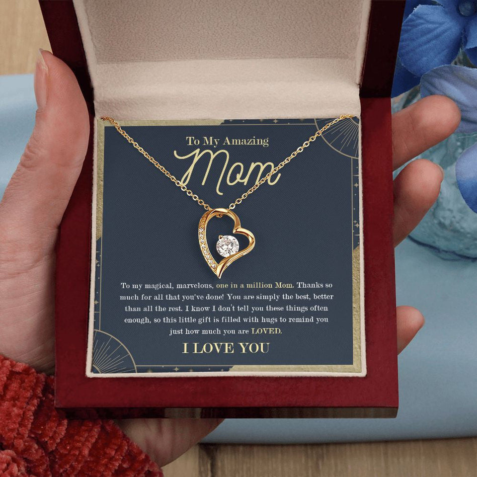 "Simply the best" Amazing Mom Necklace Gift From Son Daughter Forever Love Pendant Jewelry Box Thanksgiving Birthday Christmas Mothers Day