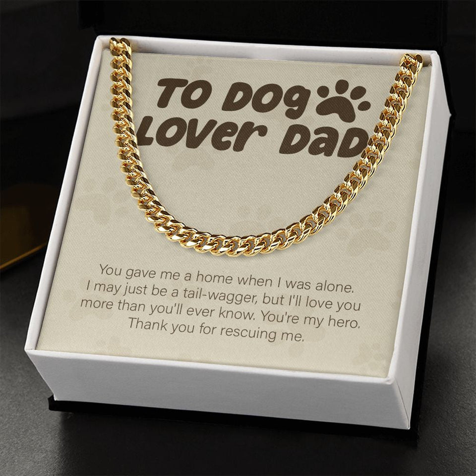 "You Gave Me Home" Dog Lover Dad Necklace Gift From Fur Baby Cuban Link Chain Jewelry Box Birthday Christmas Thanksgiving